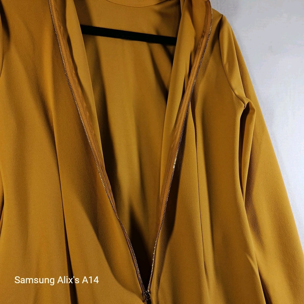 Calvin Klein Dress Women Sz 4 Mustard Crepe Bow Retro Glam Royal Secretary $134 - Picture 9 of 9